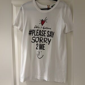 Dolce & Gabbana White Tee with Heart Graphic